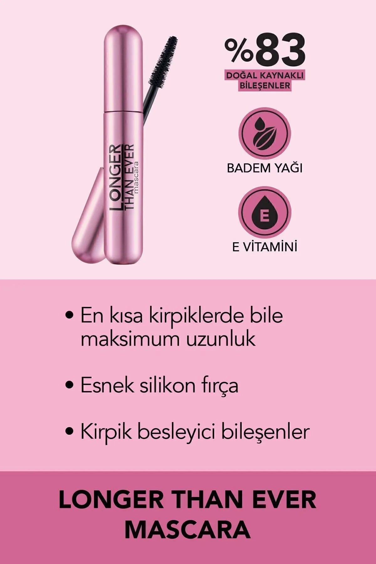 Flormar Doğal Formüllü Kirpik Uzatıcı Maskara – Longer Than Ever 001 Black