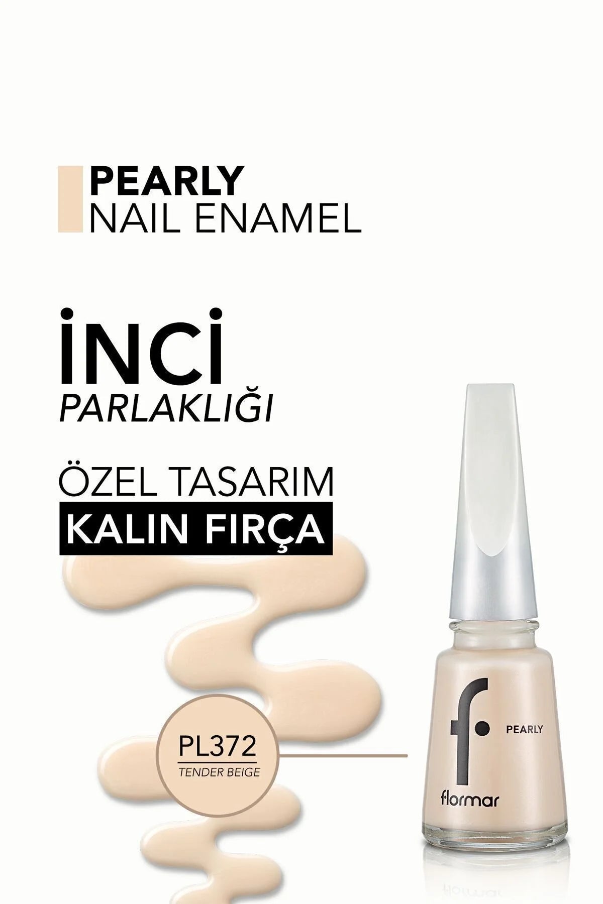 Flormar Pearly Oje PL372 Tender Beige fırça yakın çekim