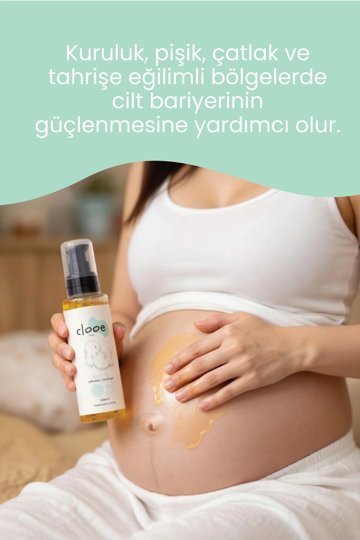 Clooe bebek yağı cilde uygulama masaj görseli
