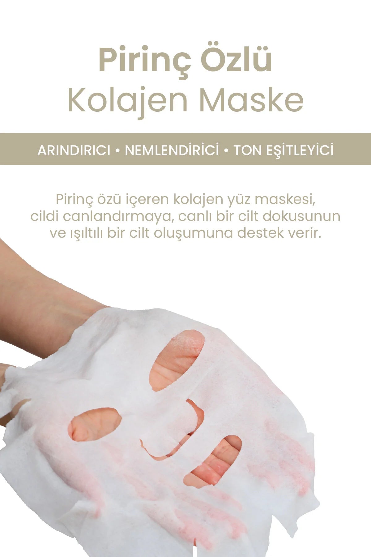 Dermal Pirinç Özlü Tek Kullanımlık Kağıt Yüz Maskesi (Rice)