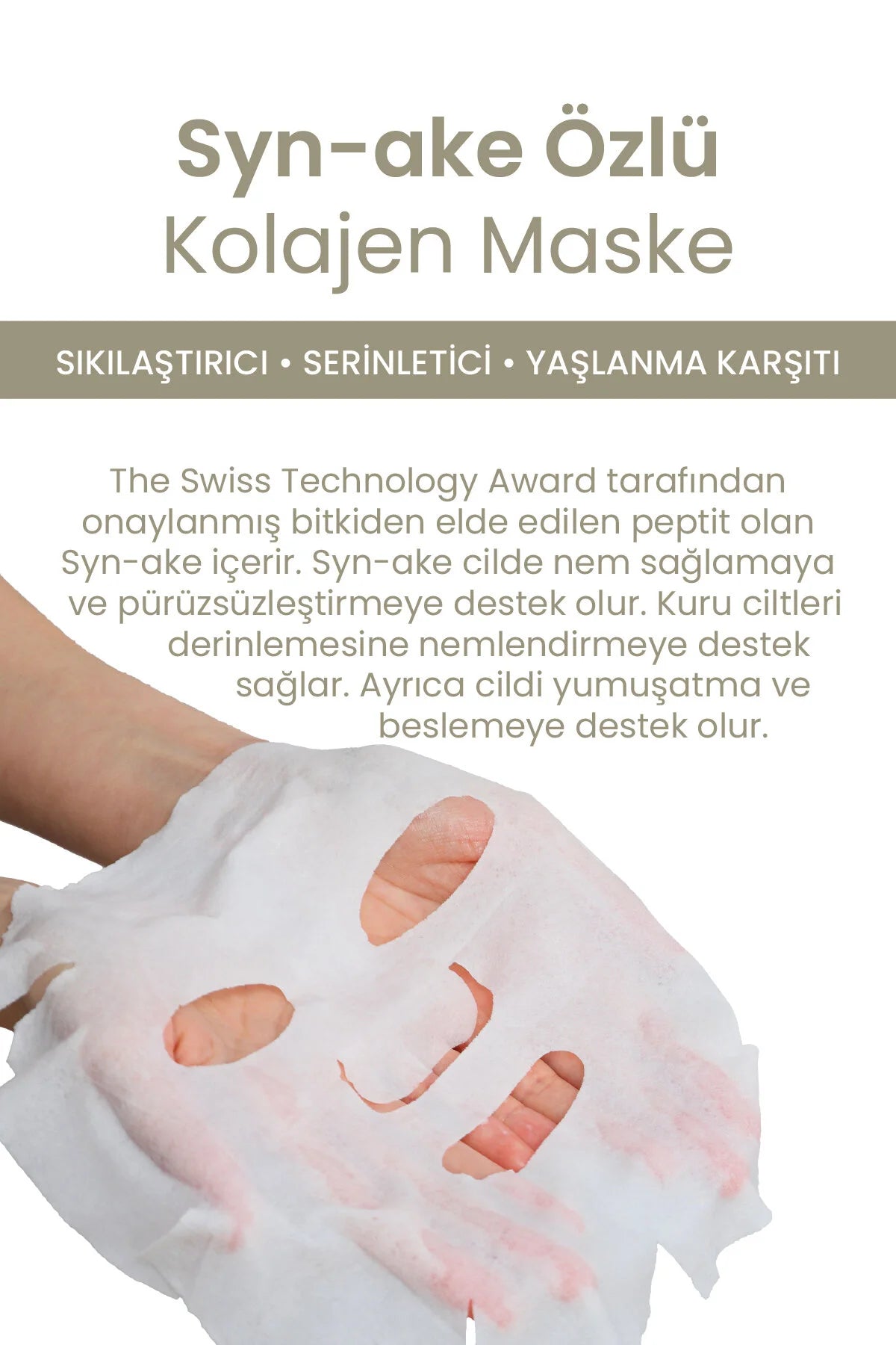 Dermal Syn-ake Özlü Tek Kullanımlık Kağıt Yüz Maskesi