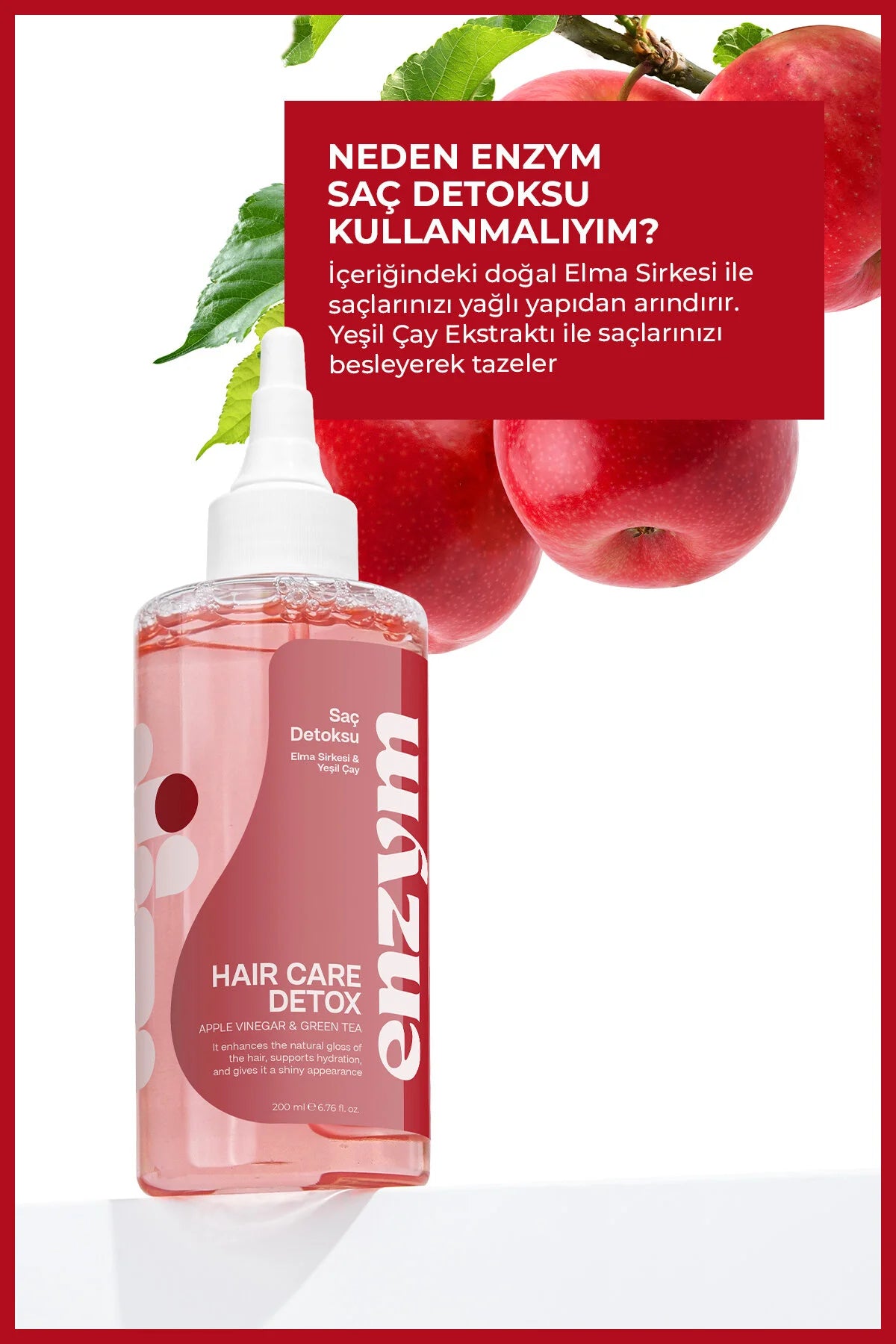 Enzym Cosmetics Elma Sirkesi & Yeşil Çay Saç Toniği 200 ml