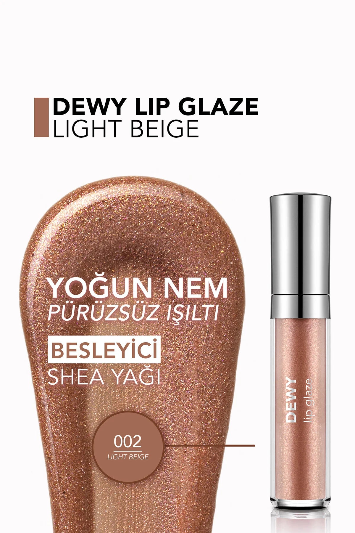 Flormar Dewy Lip Glaze Nemlendirici Yarı Transparan Dudak Parlatıcısı – 002 Light Beige