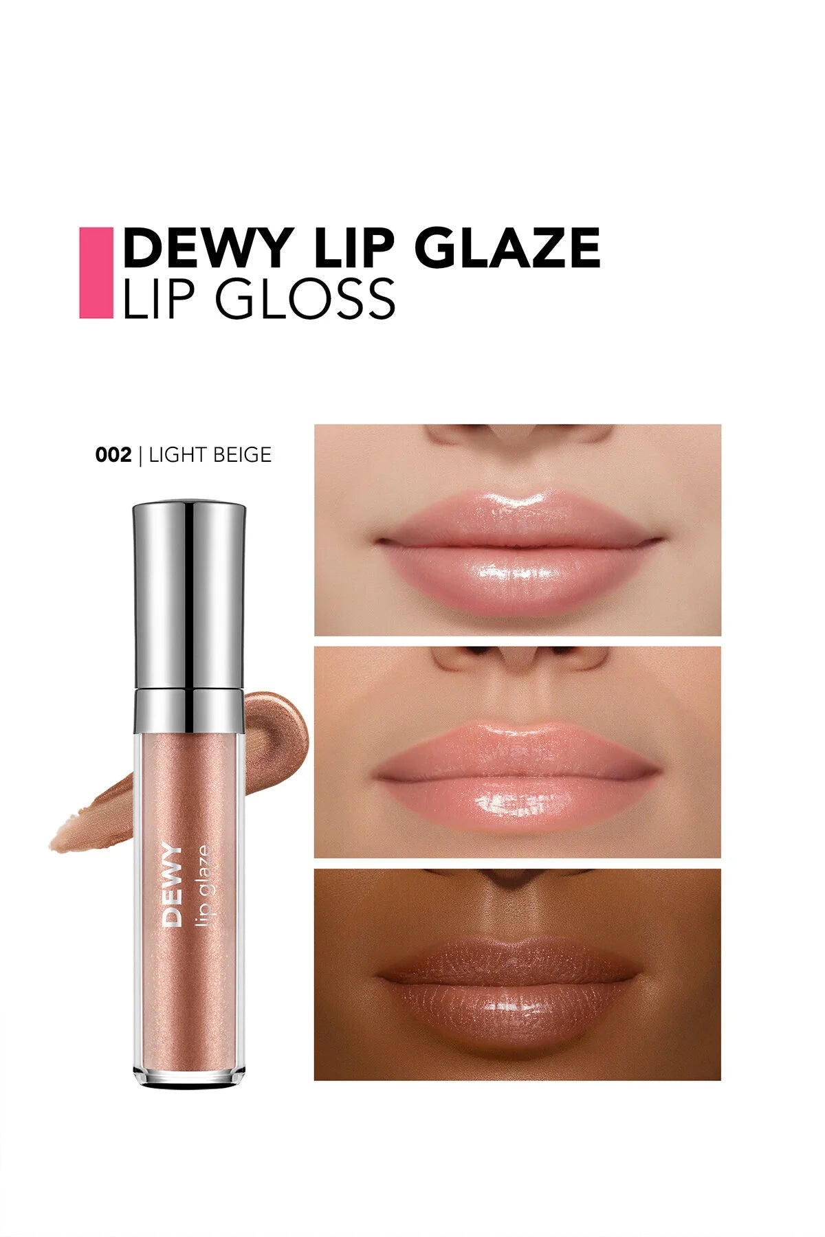 Flormar Dewy Lip Glaze Nemlendirici Yarı Transparan Dudak Parlatıcısı – 002 Light Beige