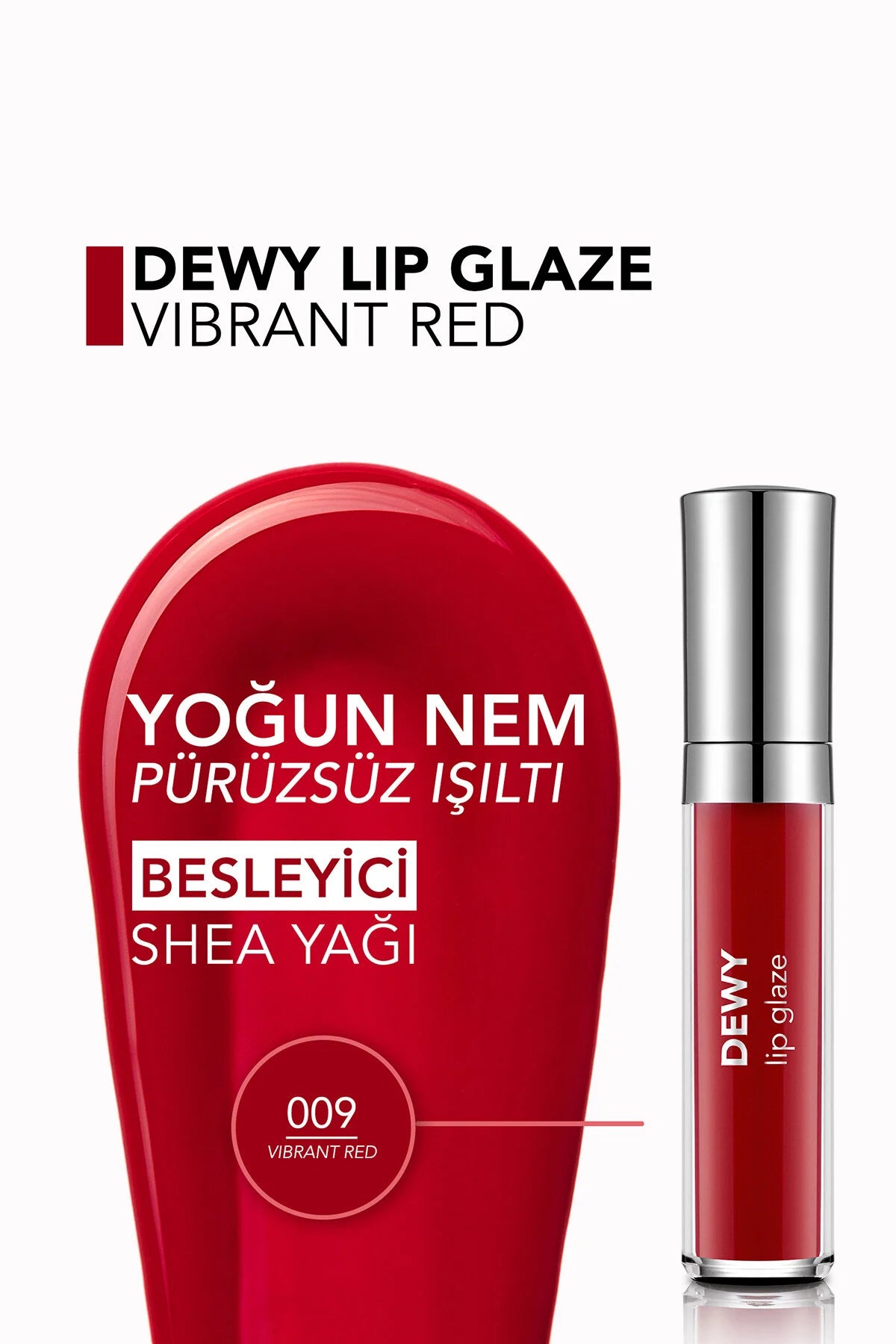 Flormar Dewy Lip Glaze Nemlendirici Yarı Transparan Dudak Parlatıcısı – 009 Vibrant Red