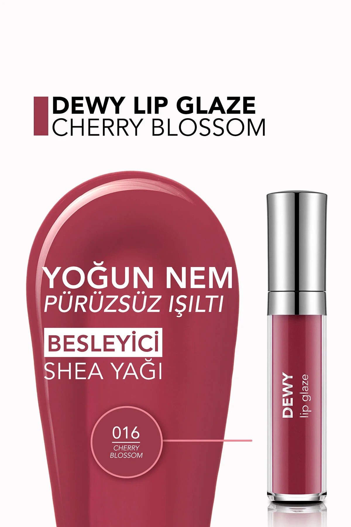 Flormar Dewy Lip Glaze Nemlendirici Yarı Transparan Dudak Parlatıcısı – 016 Cherry Blossom