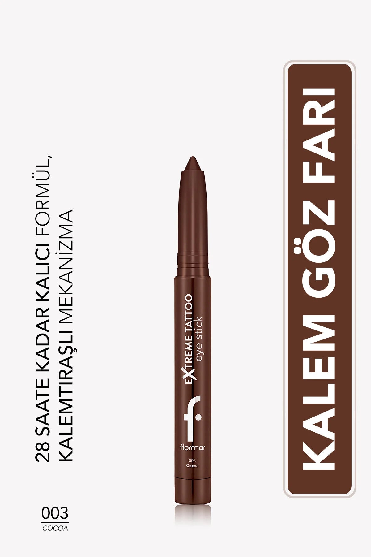 Flormar Extreme Tattoo Mat Kalemtıraşlı Jel Göz Kalemi & Far Stick – 003 Cocoa