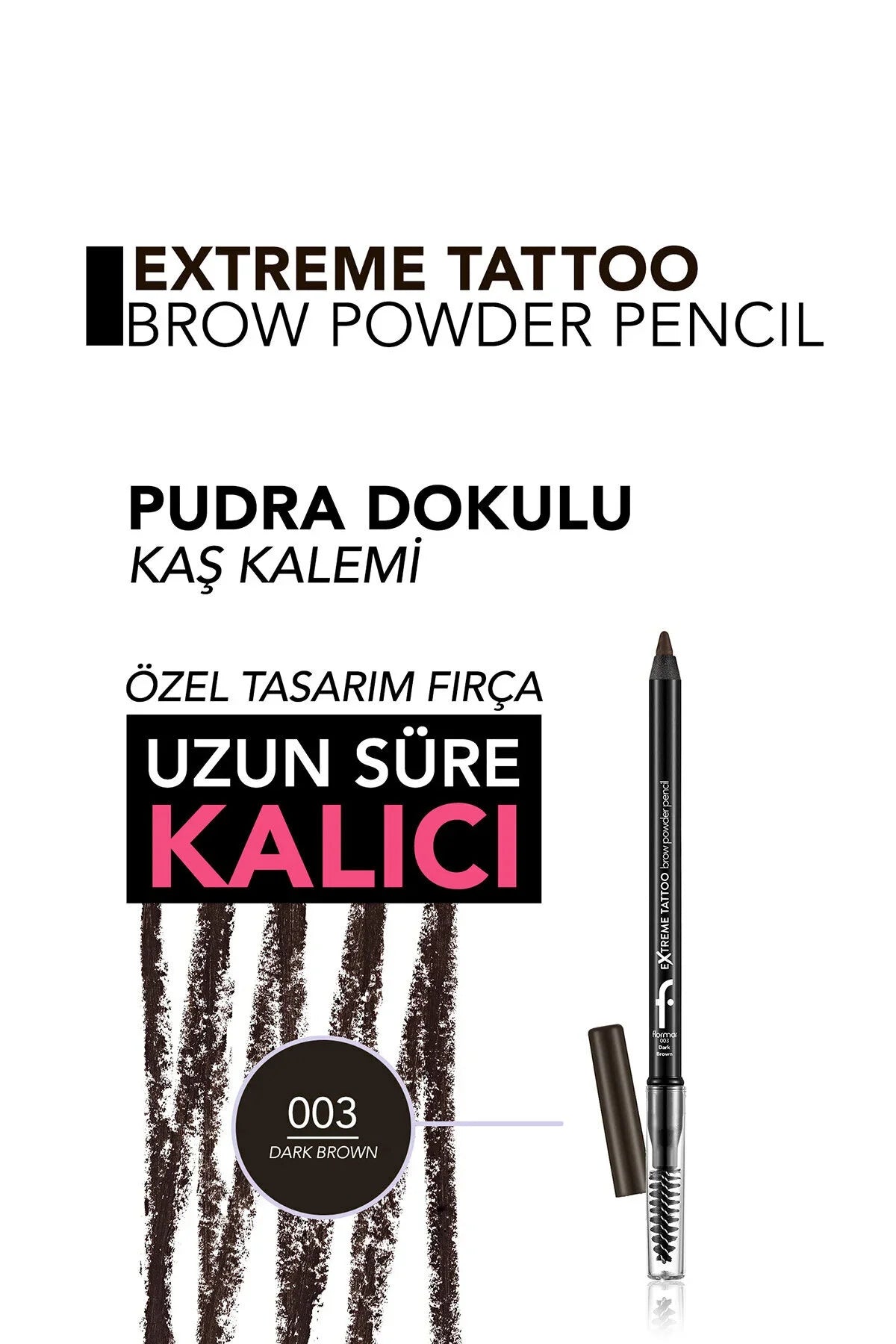 Flormar Extreme Tattoo Pudra Bitişli Fırçalı Kaş Kalemi ürün detay görseli