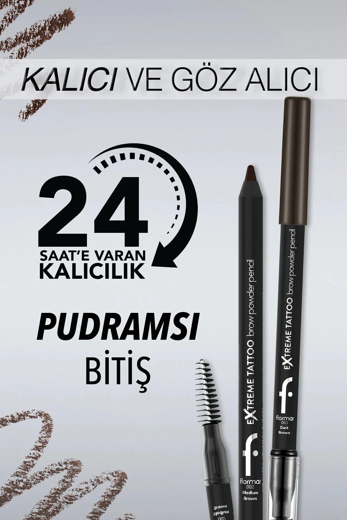 Flormar Extreme Tattoo Pudra Bitişli Fırçalı Kaş Kalemi ürün detay görseli