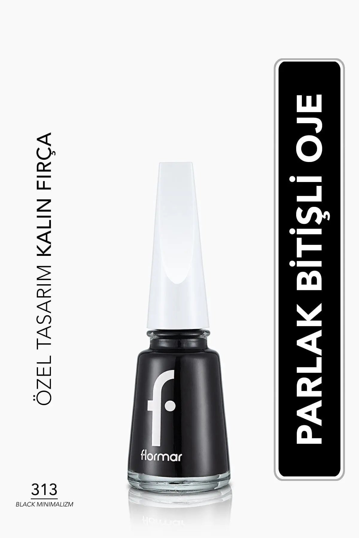 Flormar Klasik Parlak Bitişli Yüksek Pigmentli Oje – FNE-313 Black Minimalism