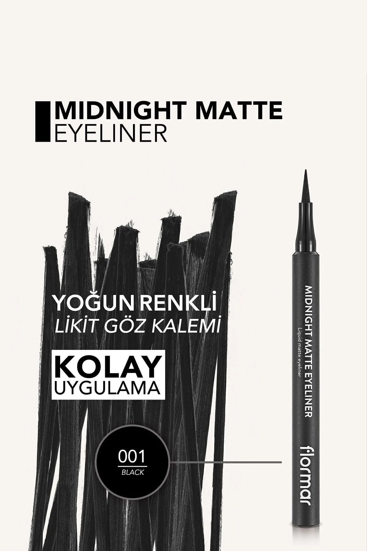 Flormar Midnight Matte Eyeliner Black kullanım görseli
