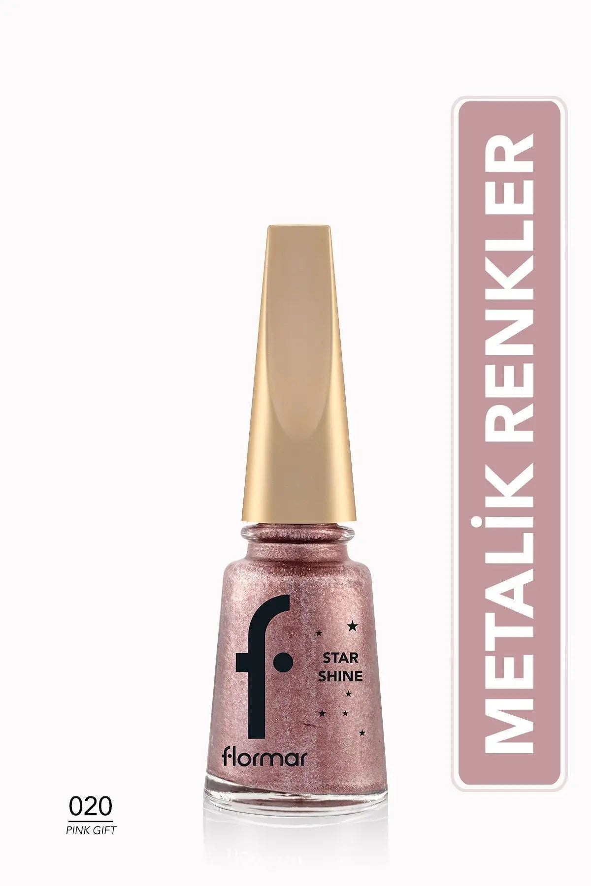 Flormar Star Shine Yüksek Pigmentli Metalik Parlak Oje – 020 Pink Gift