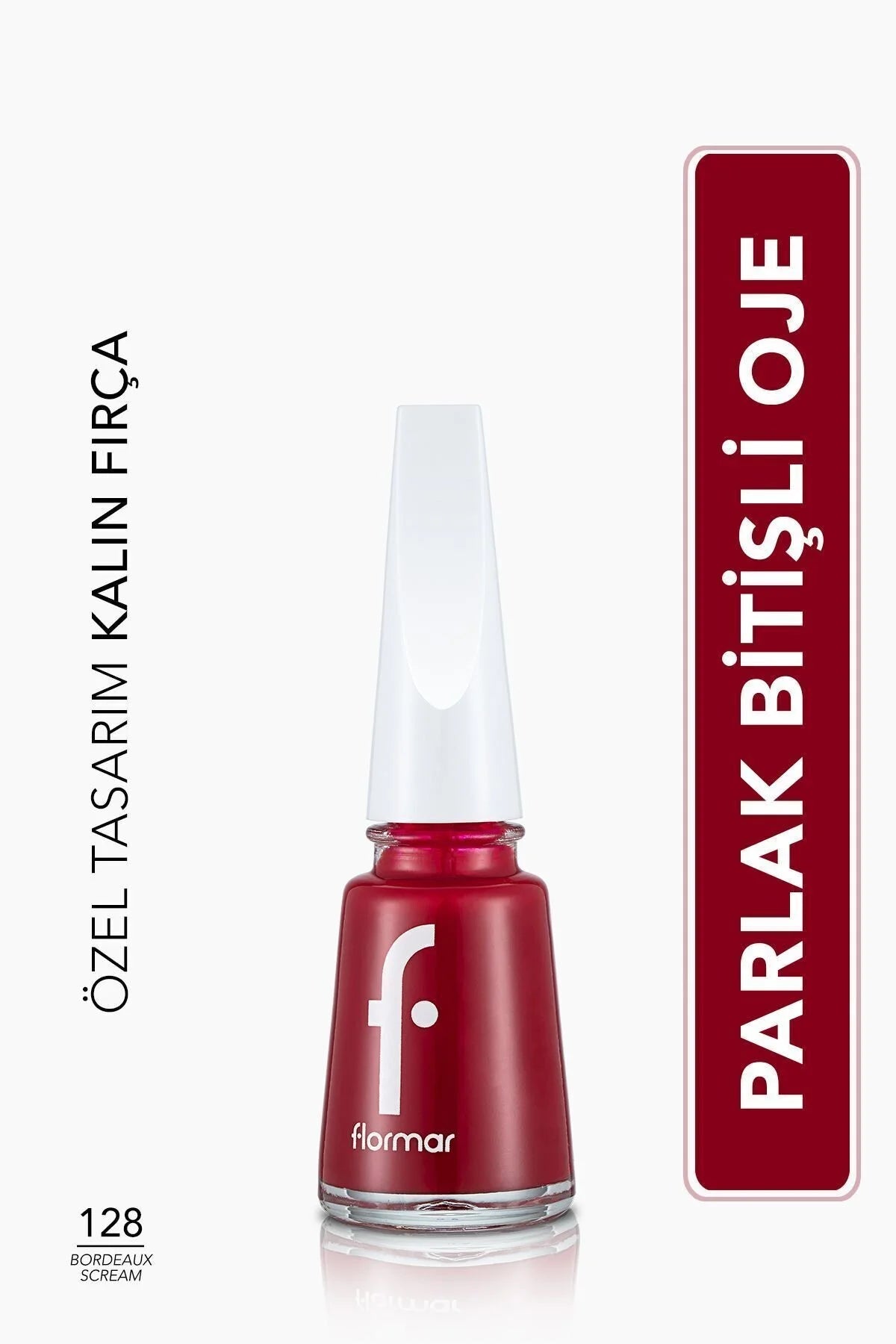 Flormar Nail Enamel FNE-128 Bordeaux Scream oje şişe görünümü