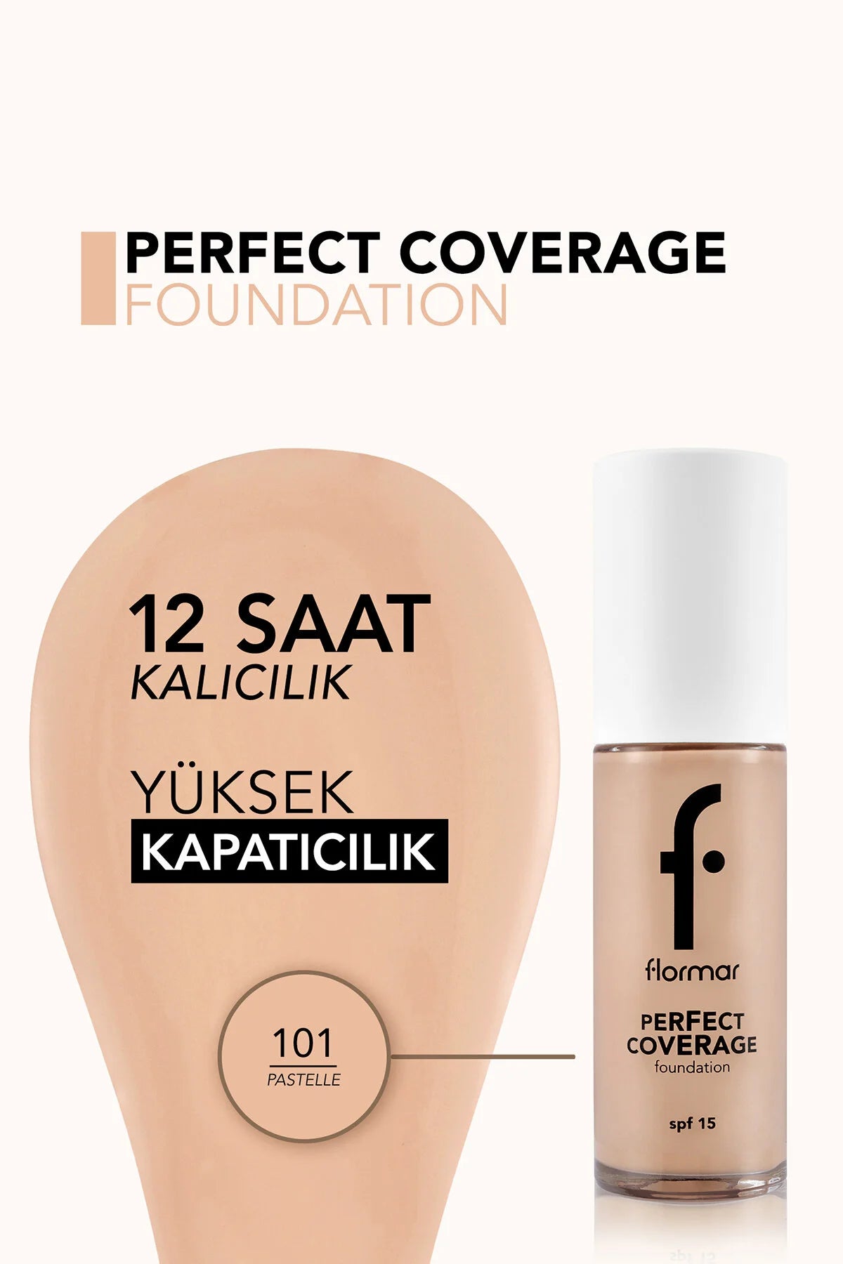 Flormar Perfect Coverage Fondöten Pastelle detay görünüm