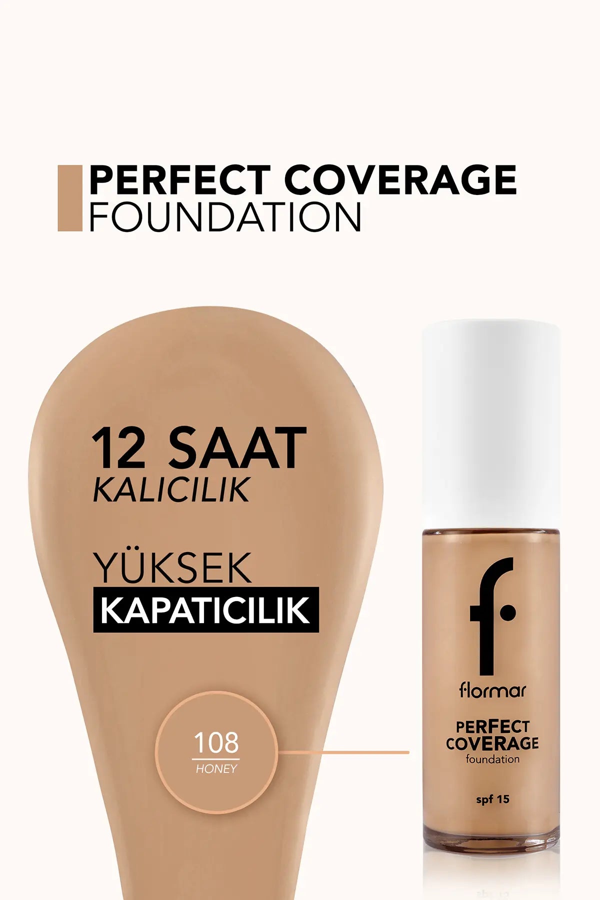 Flormar Perfect Coverage Fondöten Honey detay görünüm