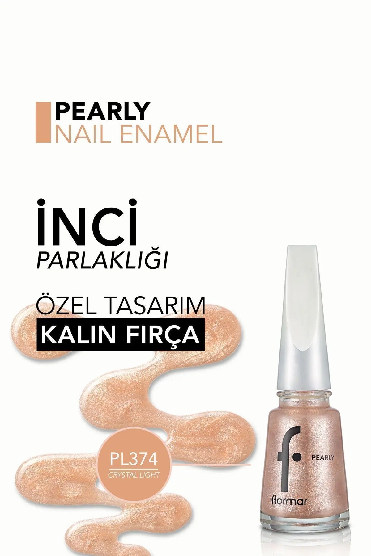 Flormar Pearly Yarı Transparan & Parlak Bitişli Sedefli Oje - PL374 Crystal Light