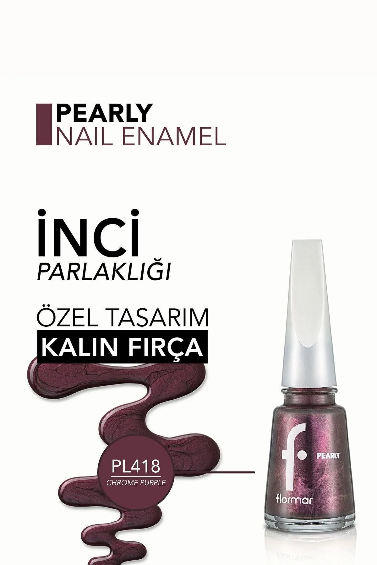 Flormar Pearly Oje Chrome Purple detay görünüm