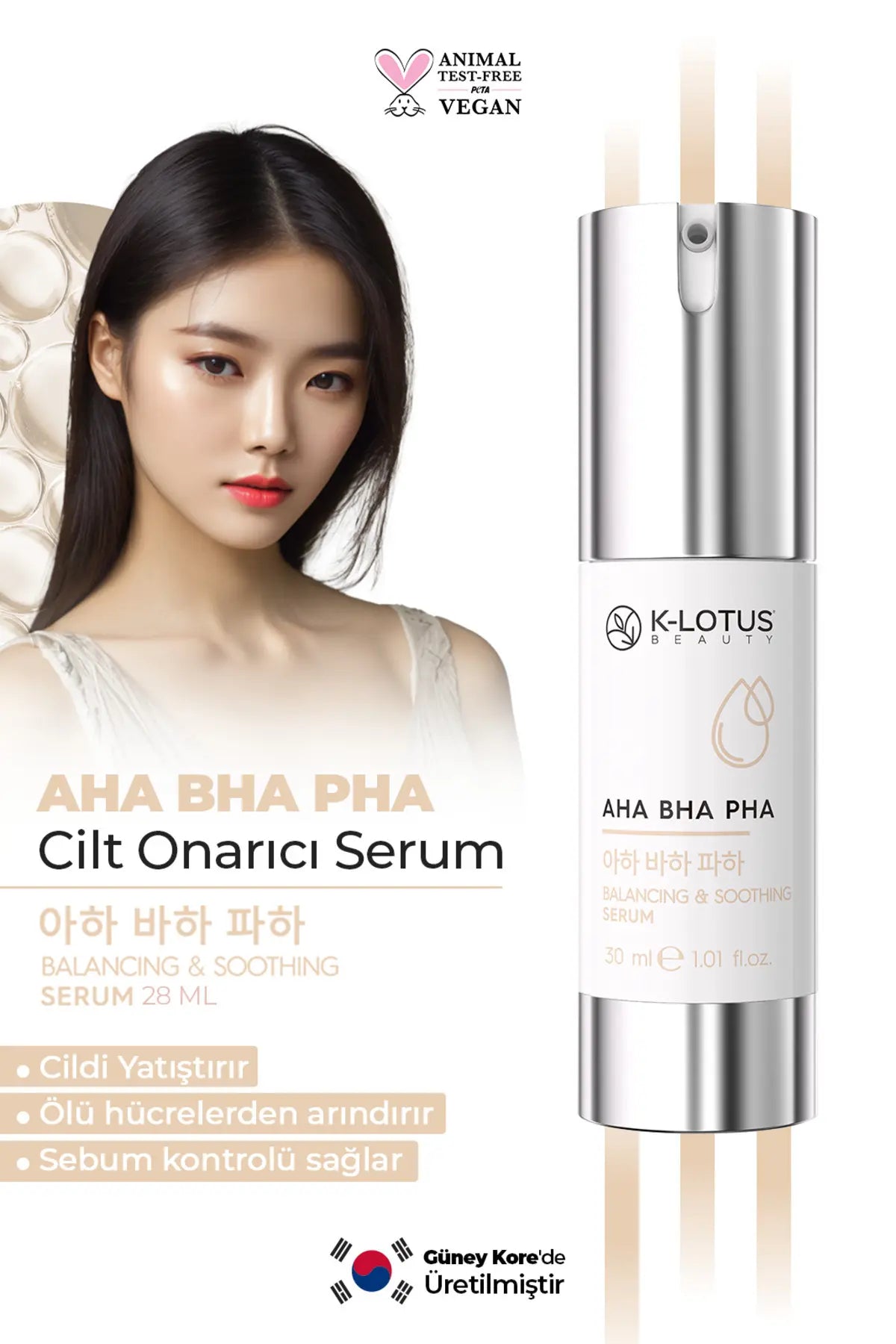 K-Lotus Beauty AHA BHA PHA Onarıcı Arındırıcı Cilt Serumu