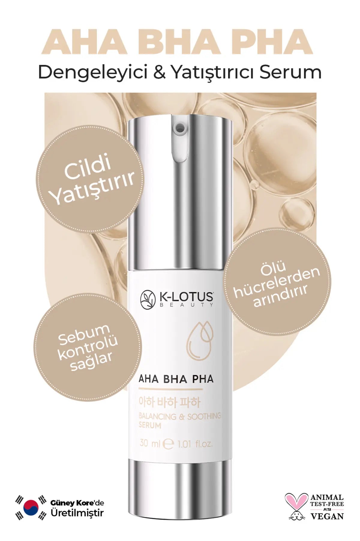 K-Lotus Beauty AHA BHA PHA Onarıcı Arındırıcı Cilt Serumu