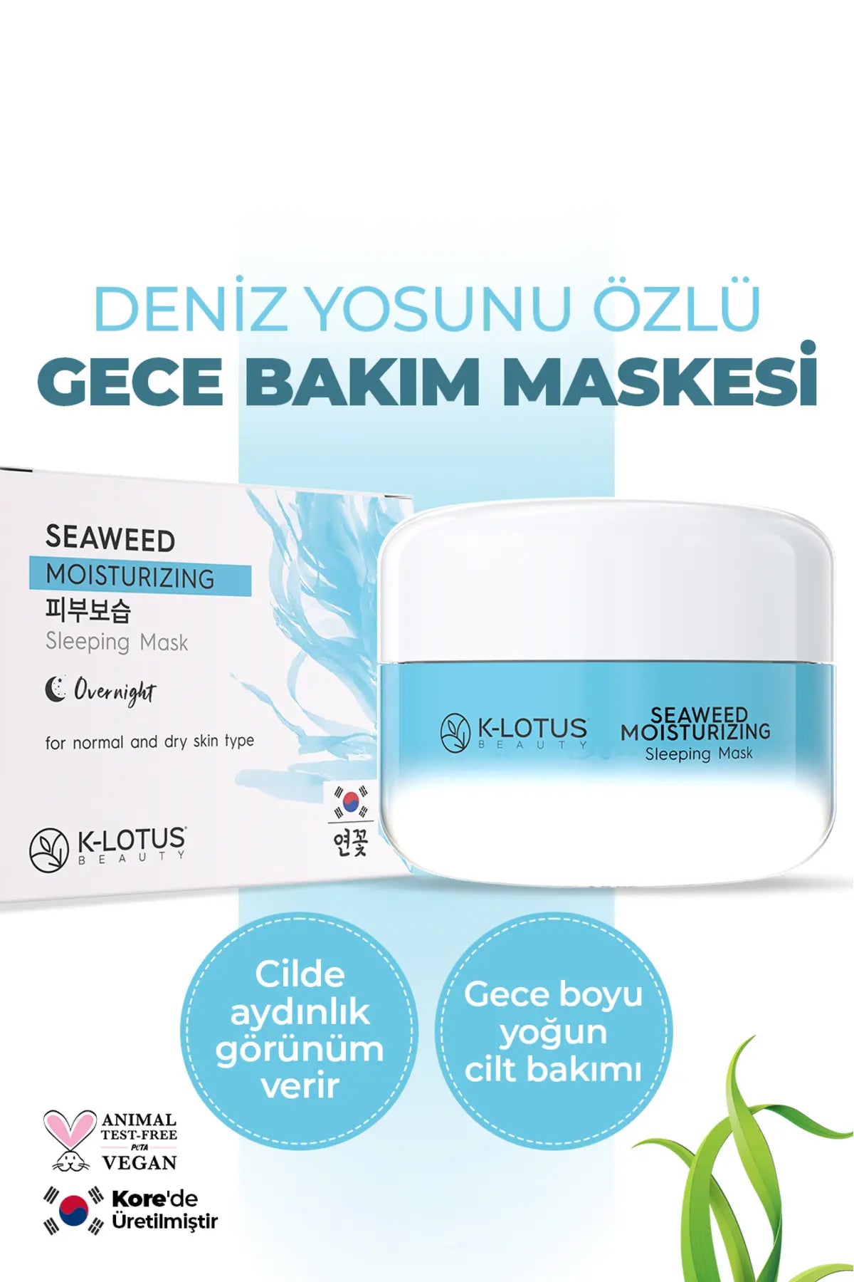 K-Lotus Beauty Deniz Yosunu Özlü Nemlendirici Uyku Maskesi 30 ml