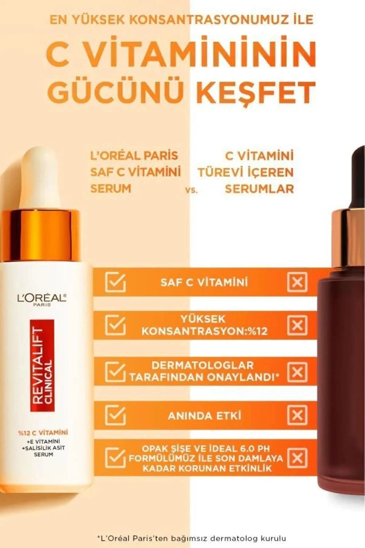 L'Oréal Revitalift Clinical 12 Saf C Vitamini Aydınlatıcı Serum 30 ml