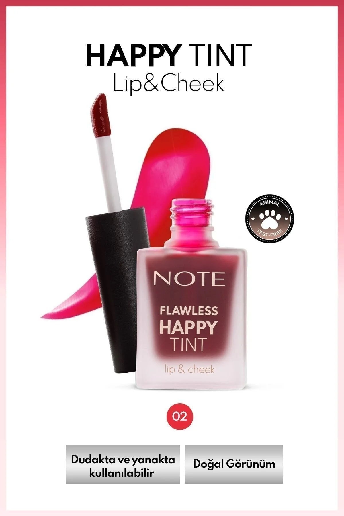 Note Flawless Happy Tint Lip & Cheek 02 Wild Cherry Mor Likit Allık