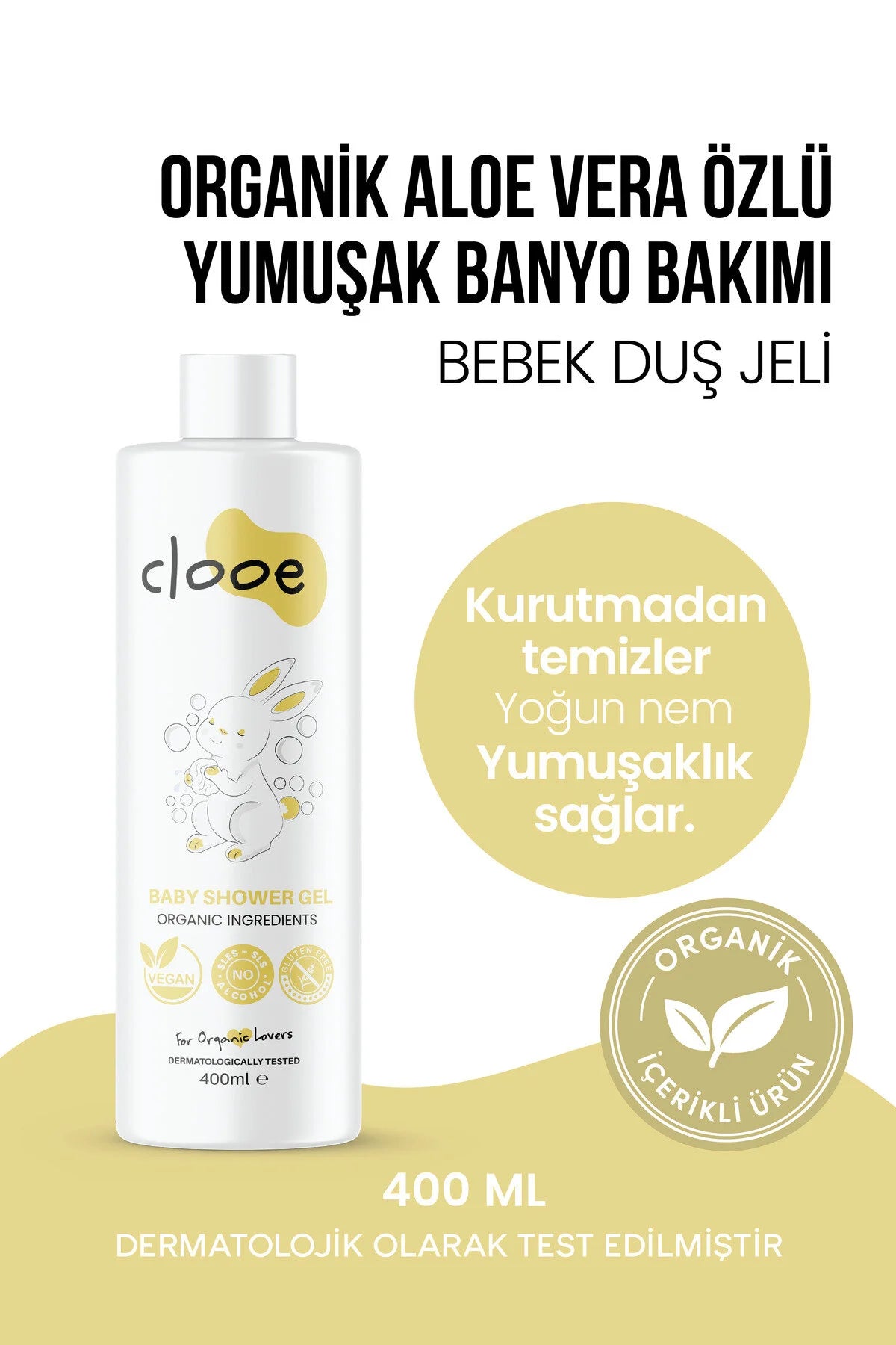 Clooe Vegan Bebek Duş Jeli 400ml şişe görünümü