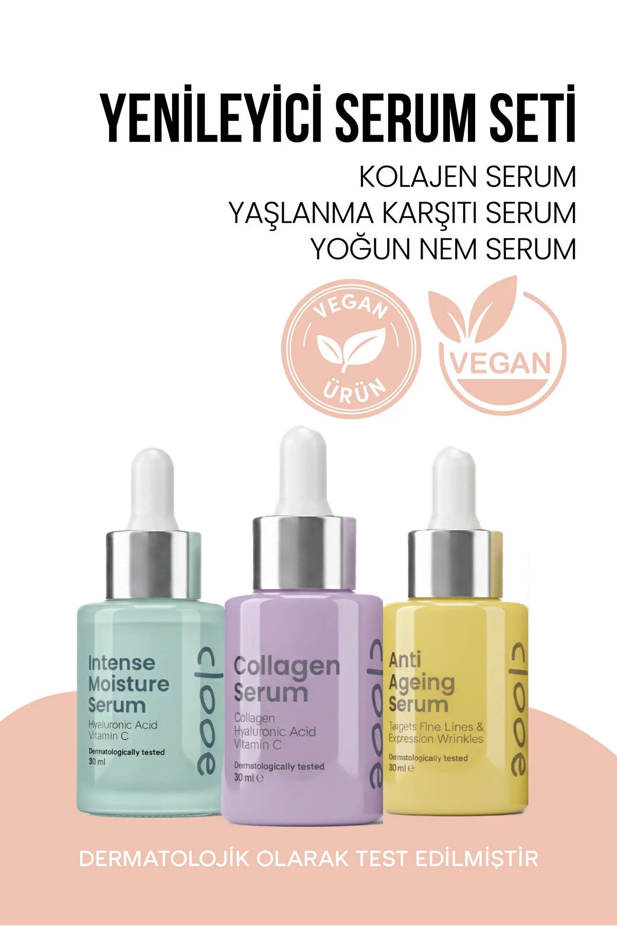 Clooe 3'lü Yüz Serum Seti önden görünüm