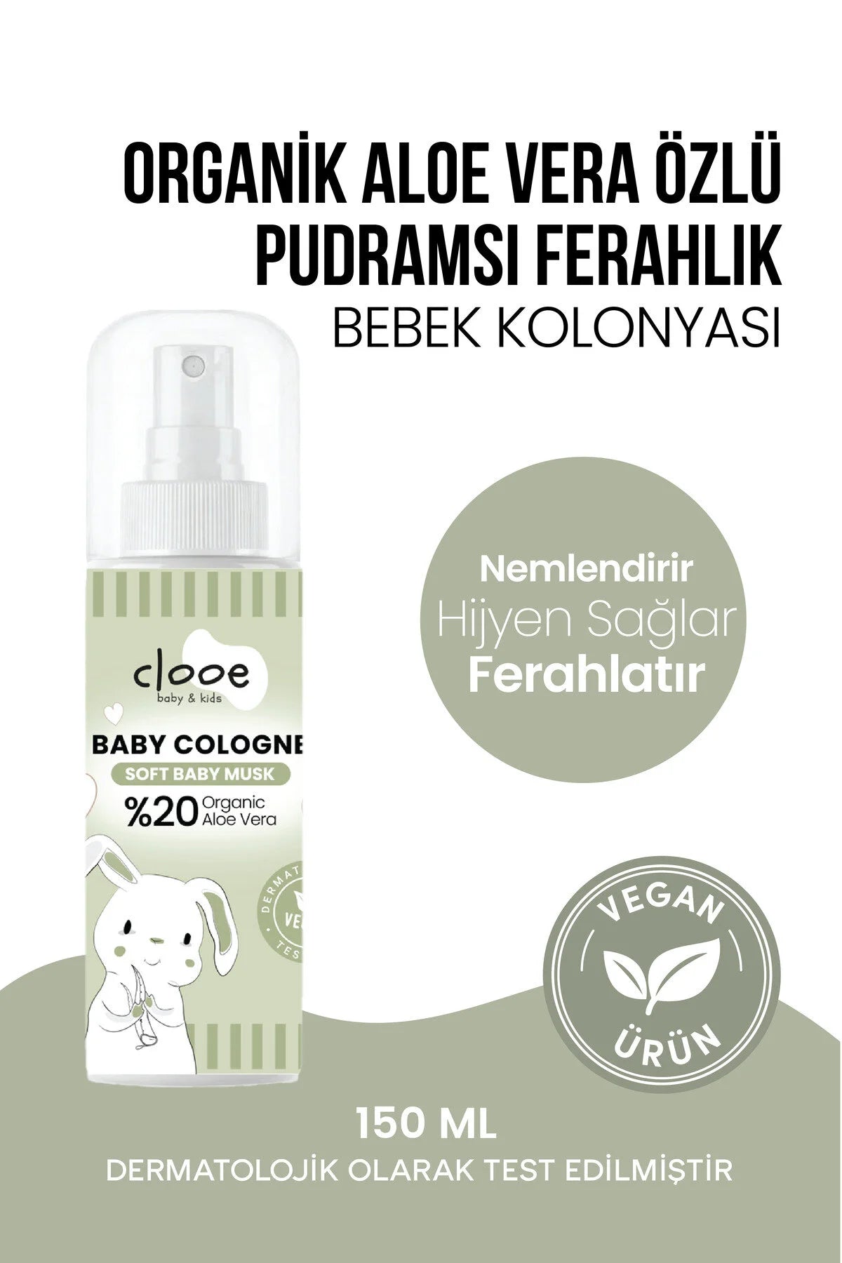 Clooe Vegan Bebek Kolonyası Soft Baby Musk 150ml şişe görünümü