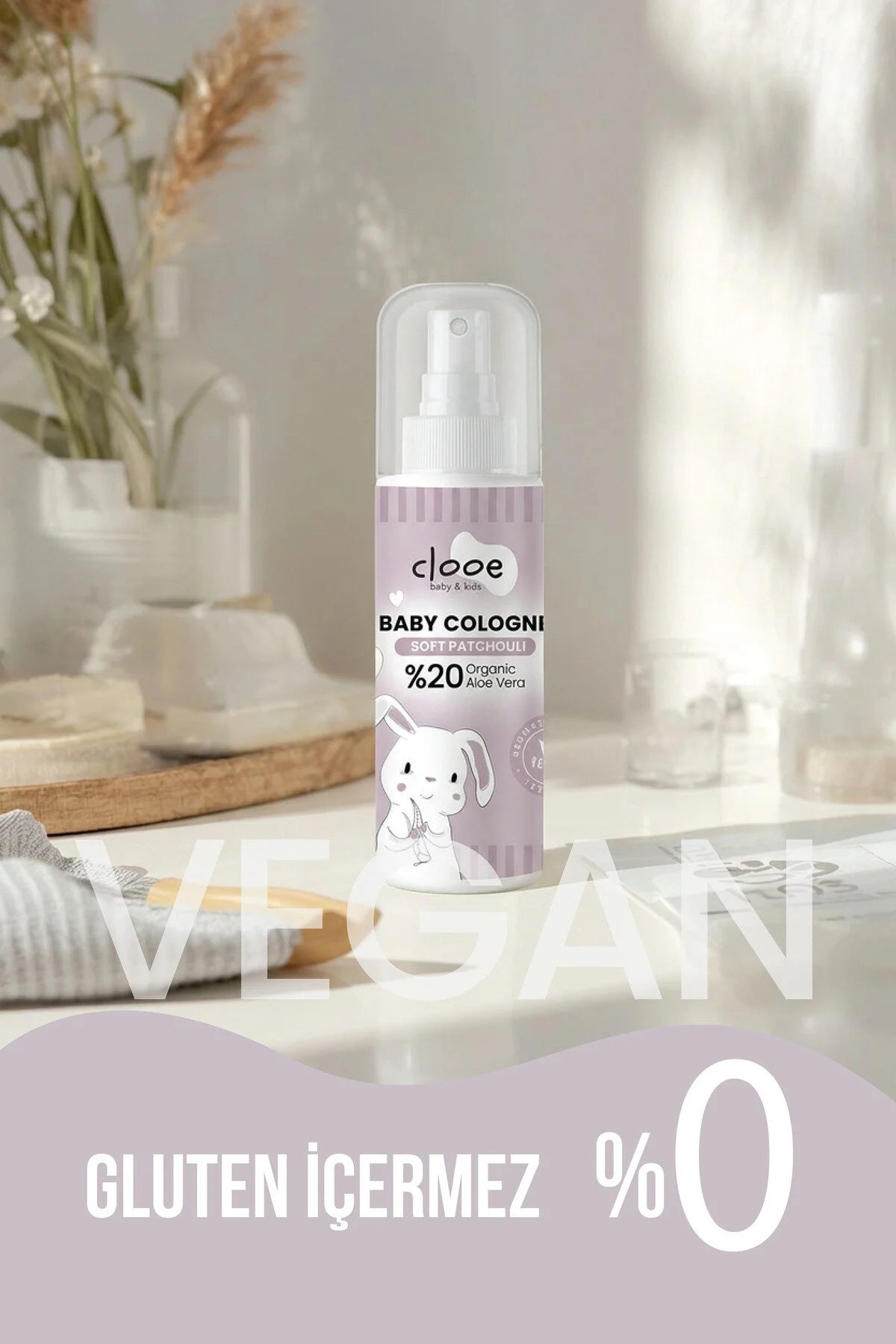 Clooe Vegan Bebek Kolonyası Soft Patchouli 150ml ambalaj detayı