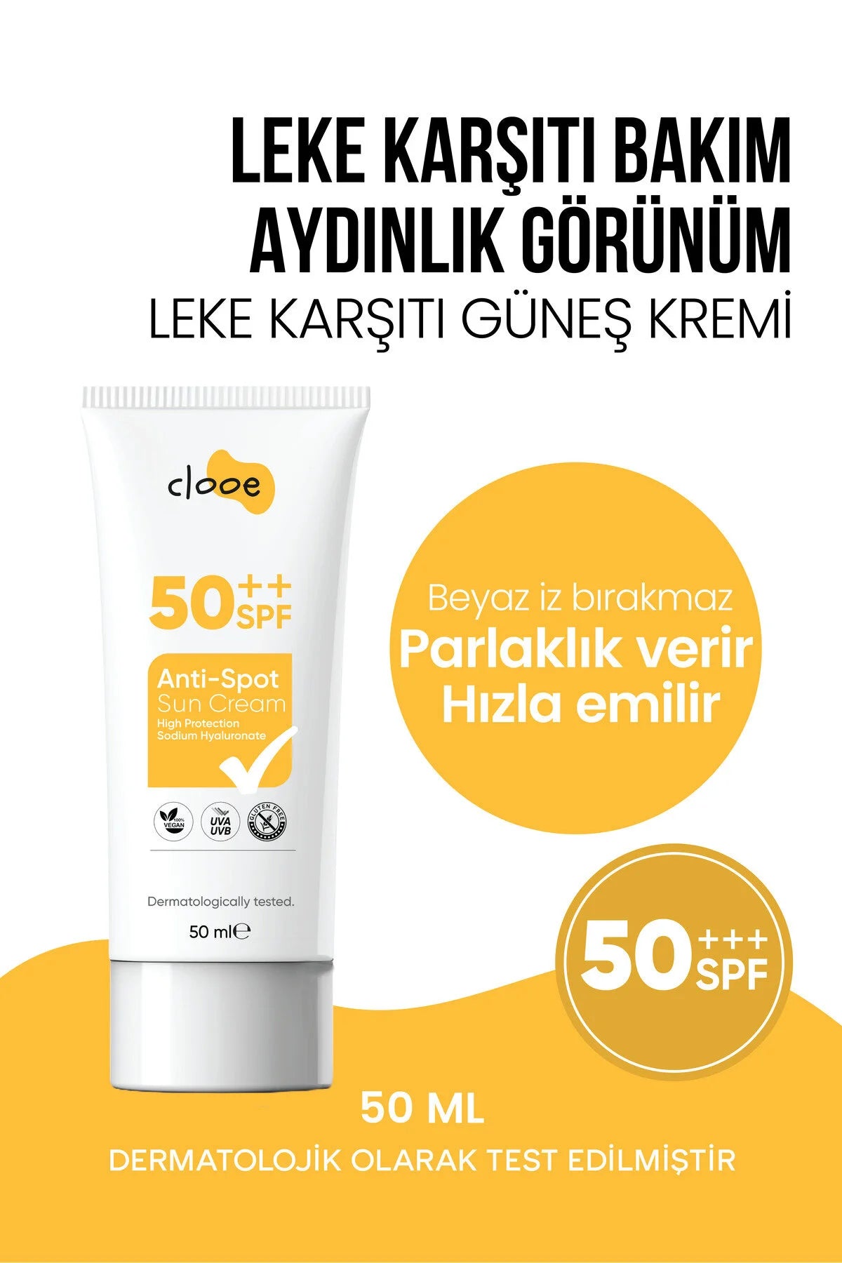 Clooe Leke Karşıtı SPF50 Güneş Kremi önden görünüm