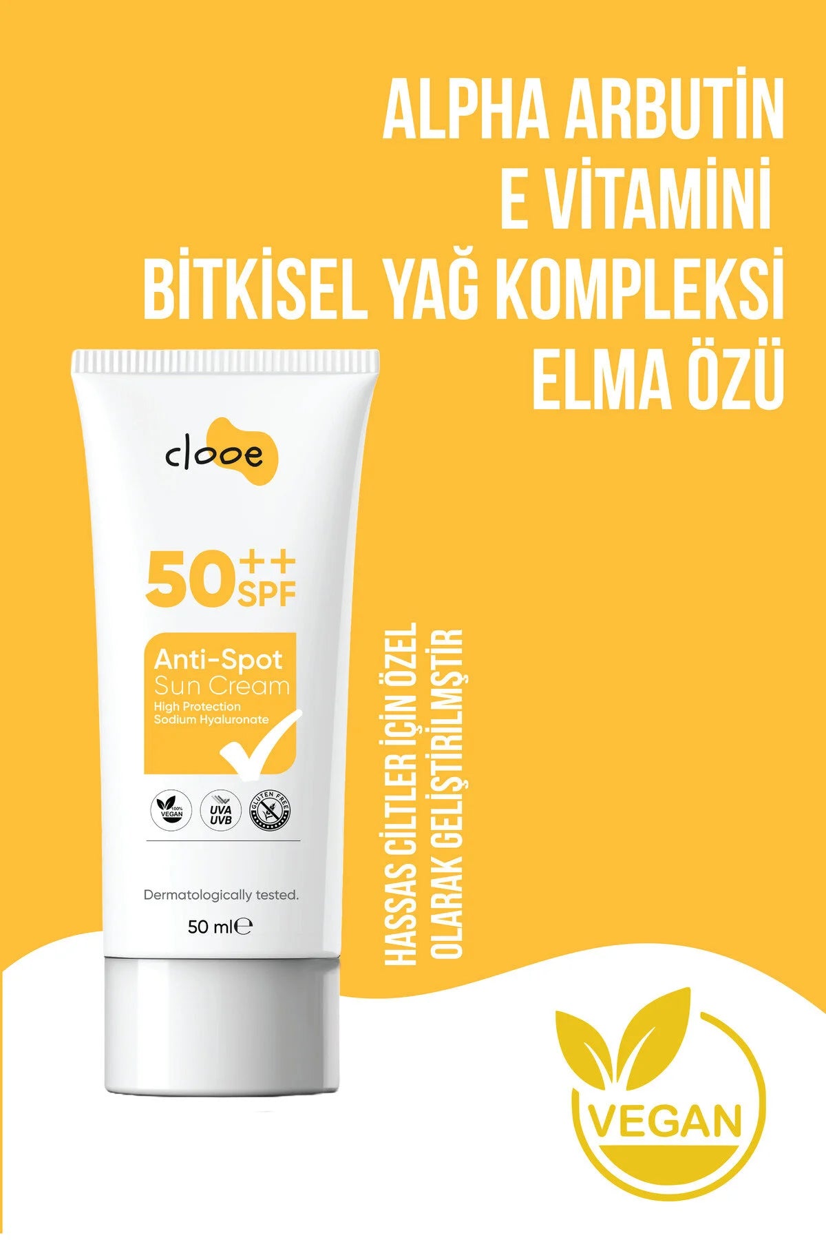 Clooe Leke Karşıtı SPF50 Güneş Kremi detay görünüm