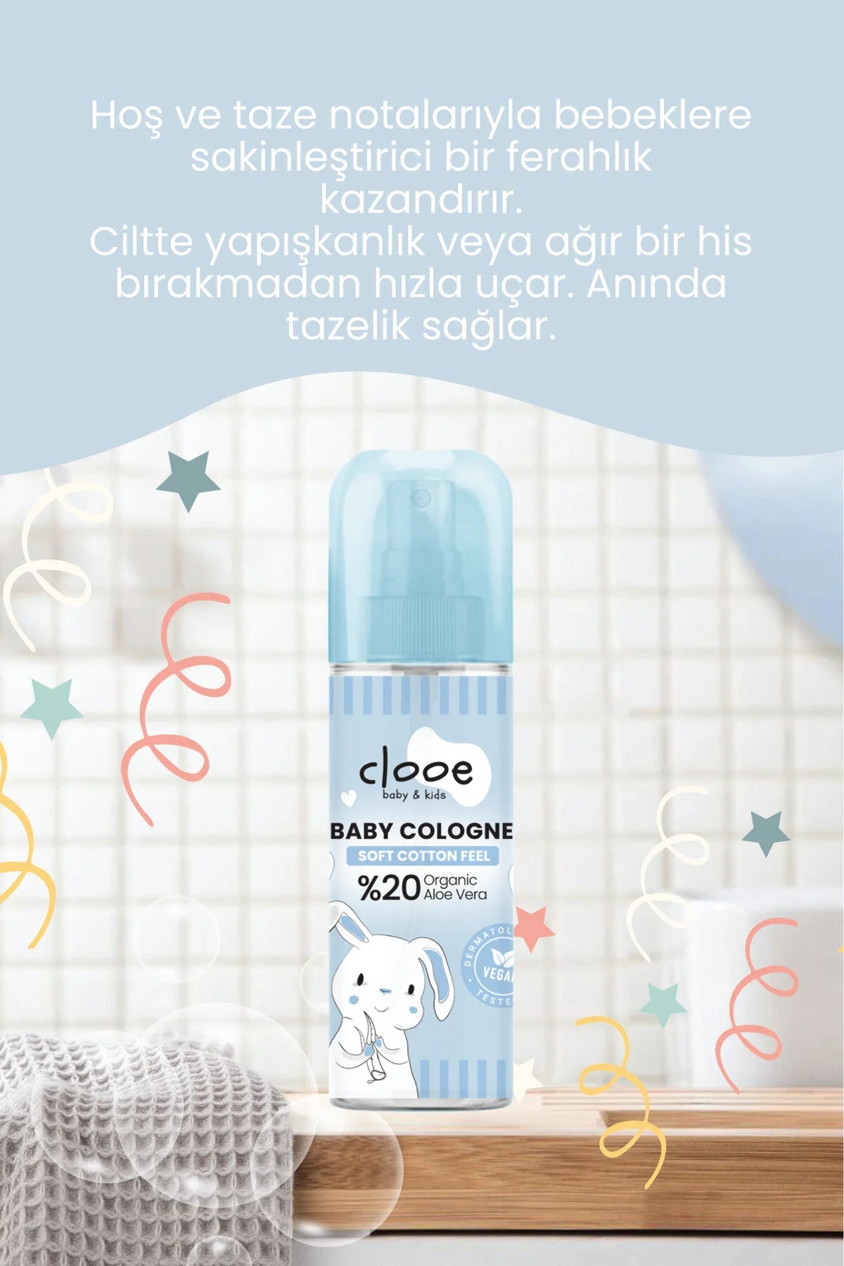Clooe Pamuksu Aloe Vera Bebek Kolonyası detay görünüm