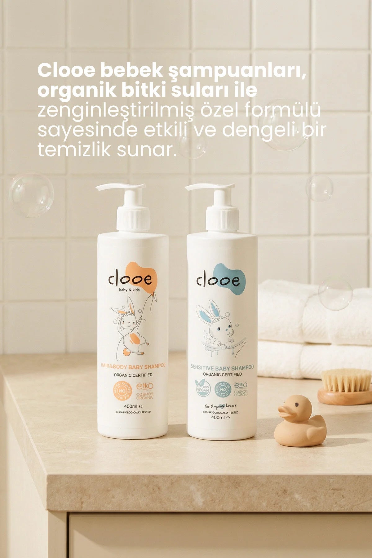 Clooe Organik Sensitive Bebek Şampuanı arka etiket içerik listesi