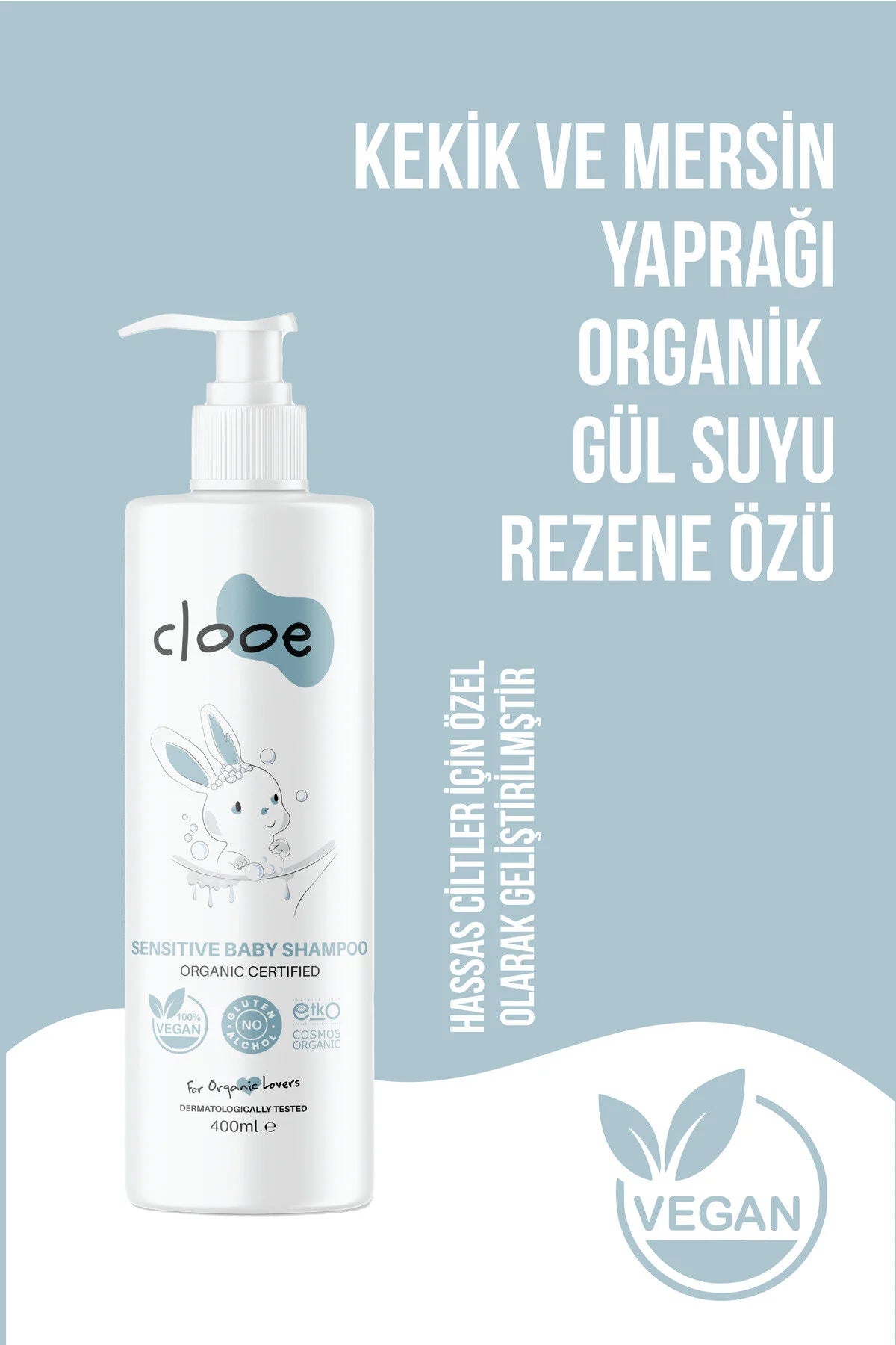 Clooe Organik Sensitive Bebek Şampuanı kullanım görseli