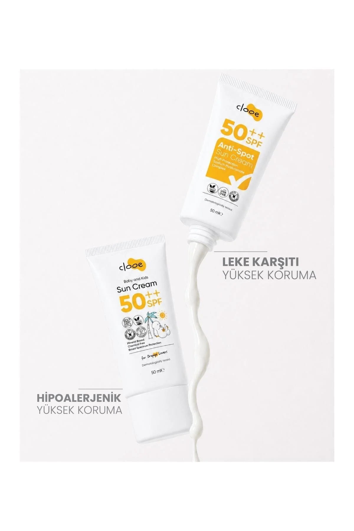 Clooe Yeni Nesil Çift Fazlı Güneş Suyu SPF50 100ml – Işıltı Veren, Leke Karşıtı Formül