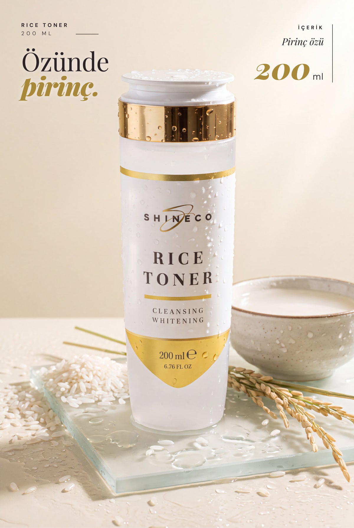 Shineco Pirinc Ozlu Yuz Tonigi 200 ml