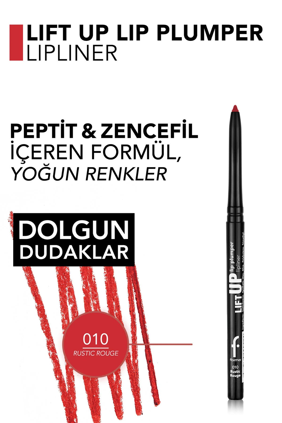 Flormar Lift Up Lipliner 010 Rustic Rouge uç yakın çekim