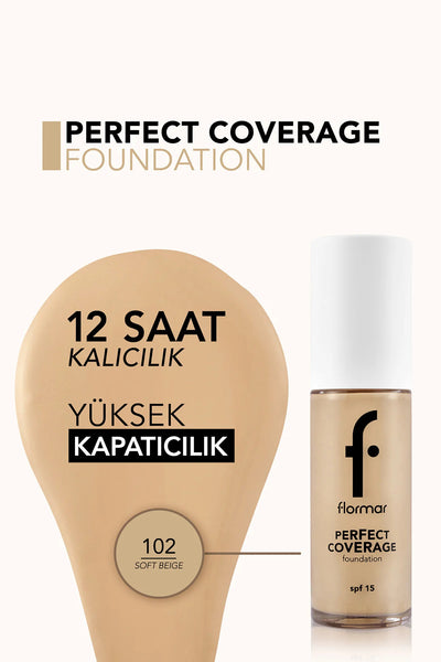 Flormar Perfect Coverage Fondöten Soft Beige detay görünüm