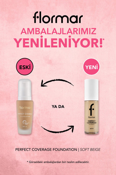 Flormar Perfect Coverage Yüksek Pigmentli & Yarı Parlak Bitişli SPF15 Fondöten – 102 Soft Beige