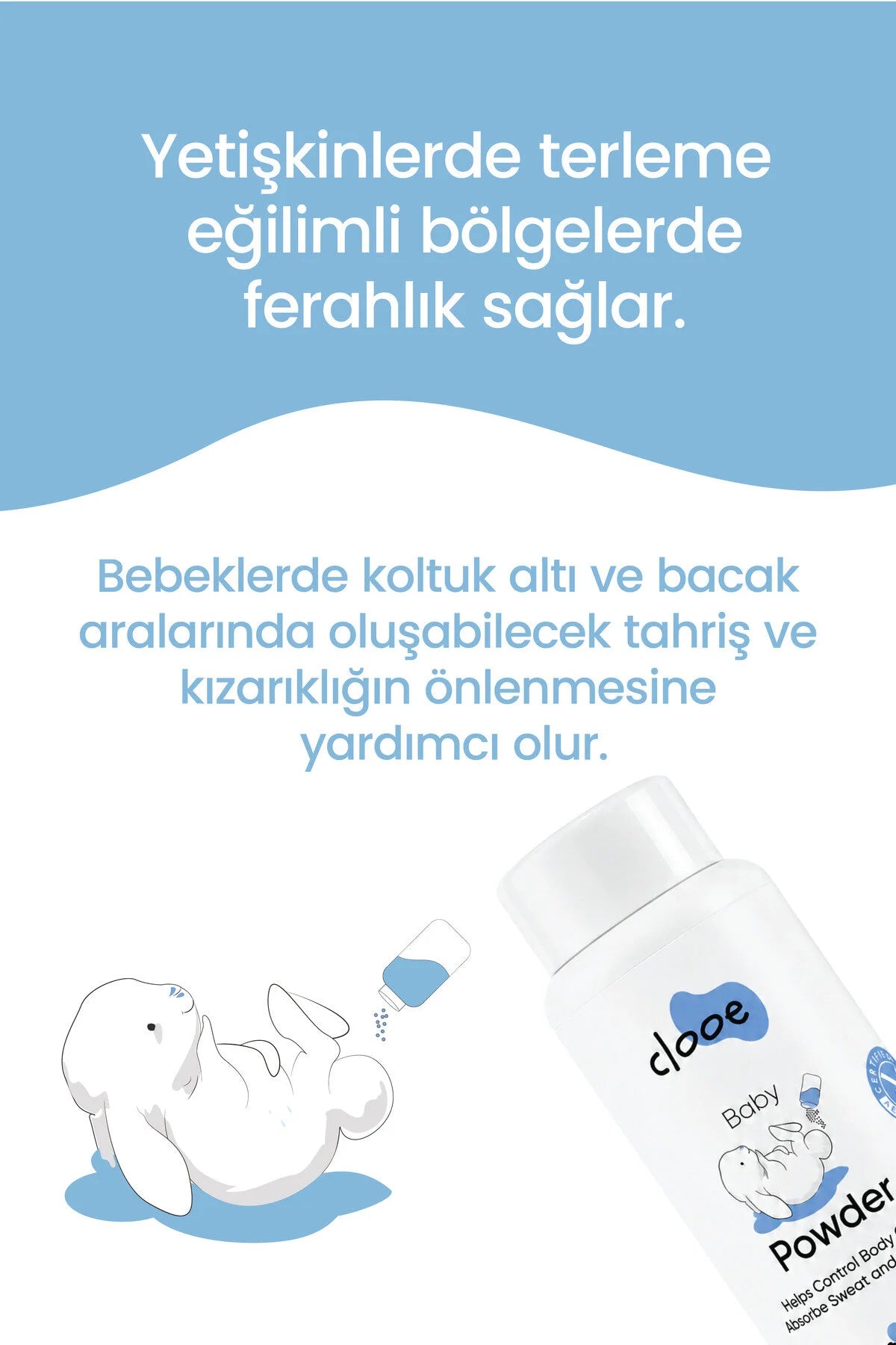 Clooe Organik Bebek Pudrası kullanım görseli