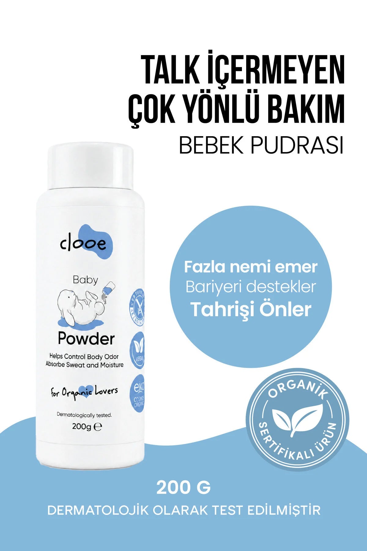Clooe Organik Bebek Pudrası önden görünüm