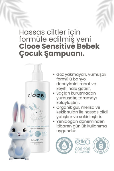 Clooe Organik Bebek & Çocuk Saç-Vücut Şampuanı 400ml