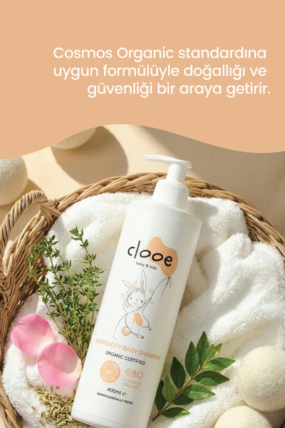 Clooe Organik Bebek Saç-Vücut Şampuanı ambalaj görünümü