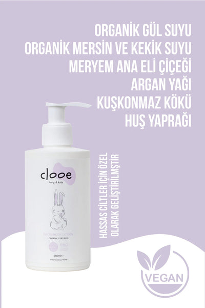 Clooe Organik Bebek Yüz Vücut Losyonu detay görünüm