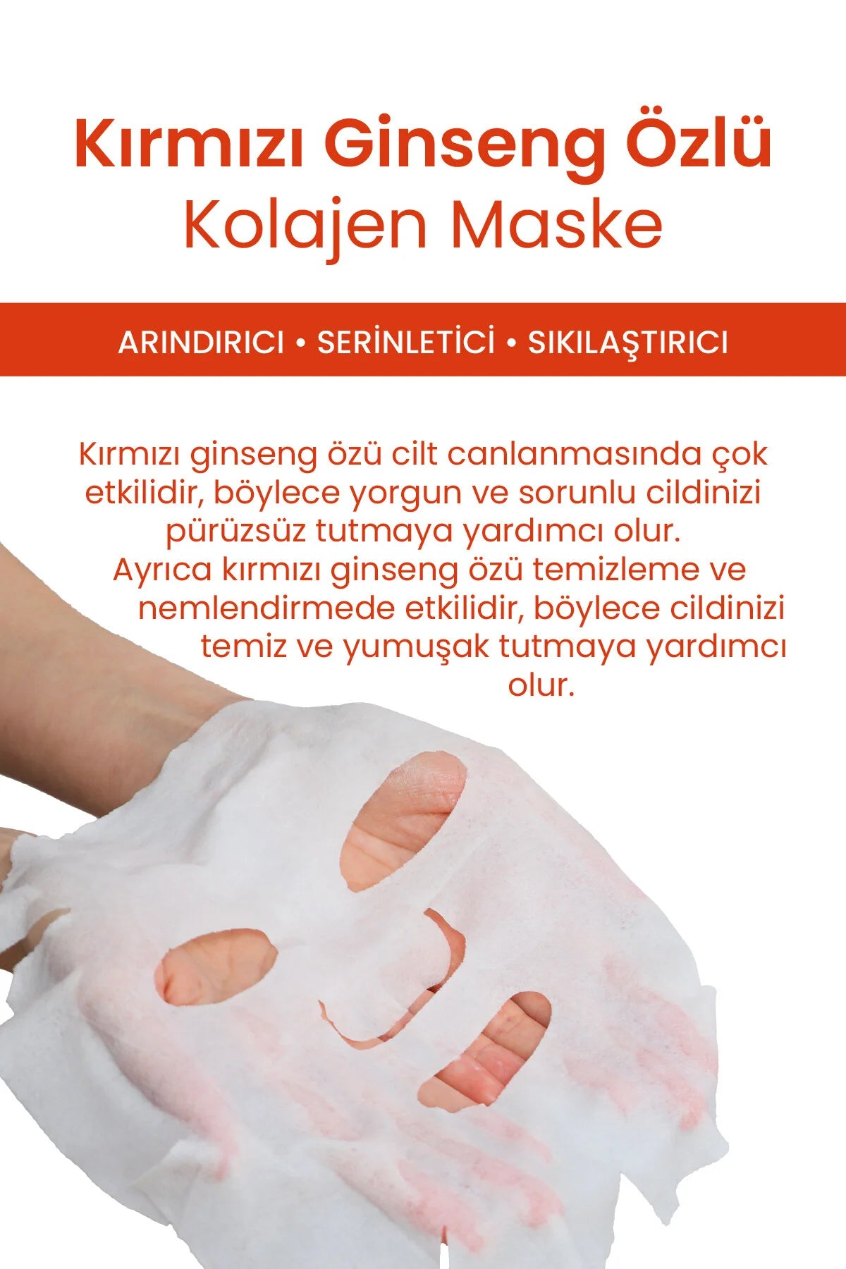 Dermal Kırmızı Özlü Tek Kullanımlık Kağıt Yüz Maskesi