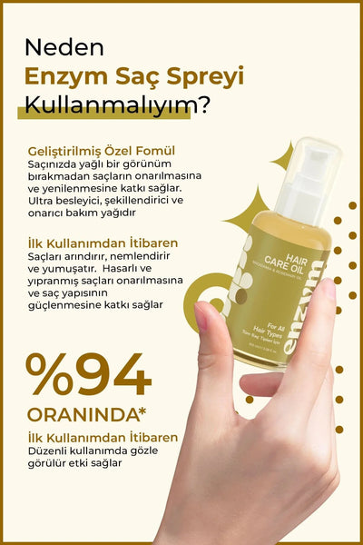 Enzym Cosmetics Macadamia & Biberiye Saç Bakım Yağı 100 ml