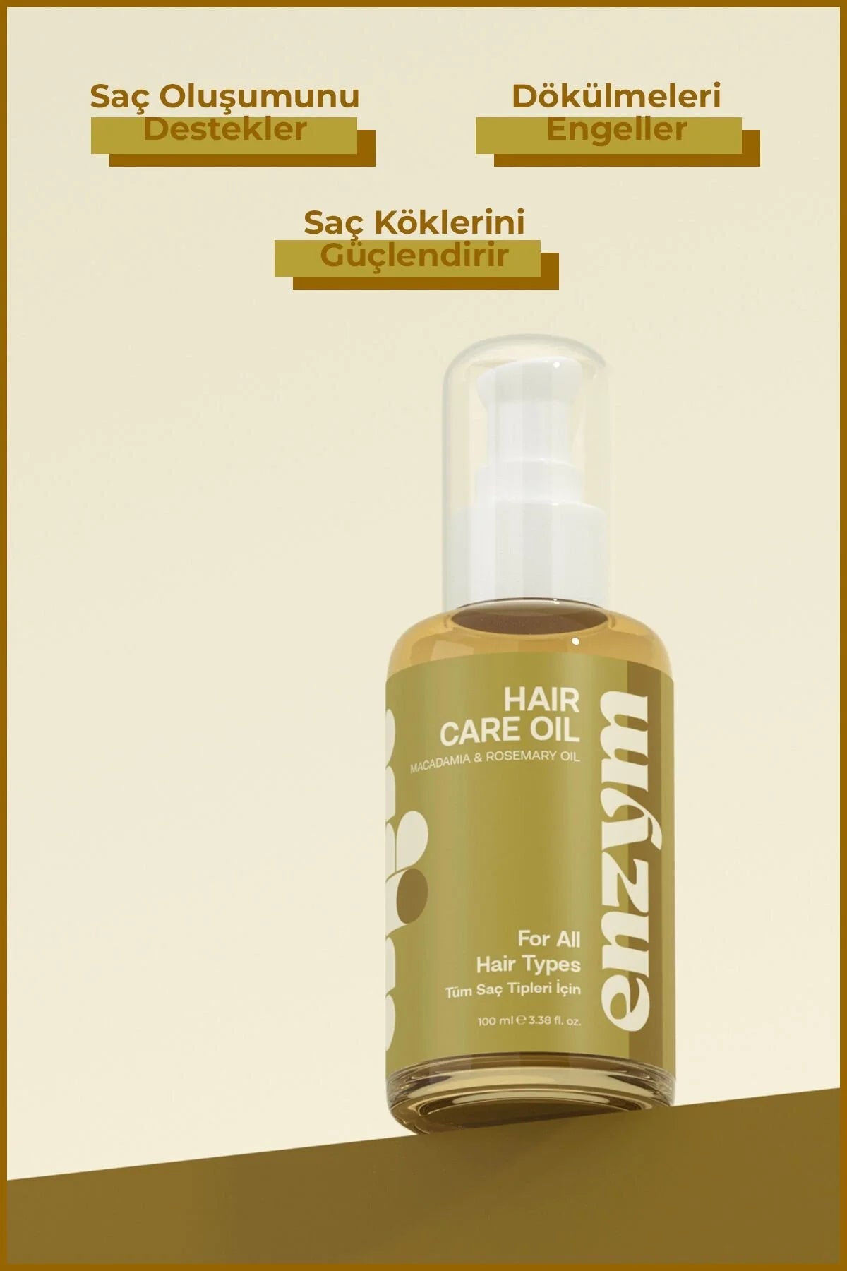 Enzym Cosmetics Macadamia & Biberiye Saç Bakım Yağı 100 ml