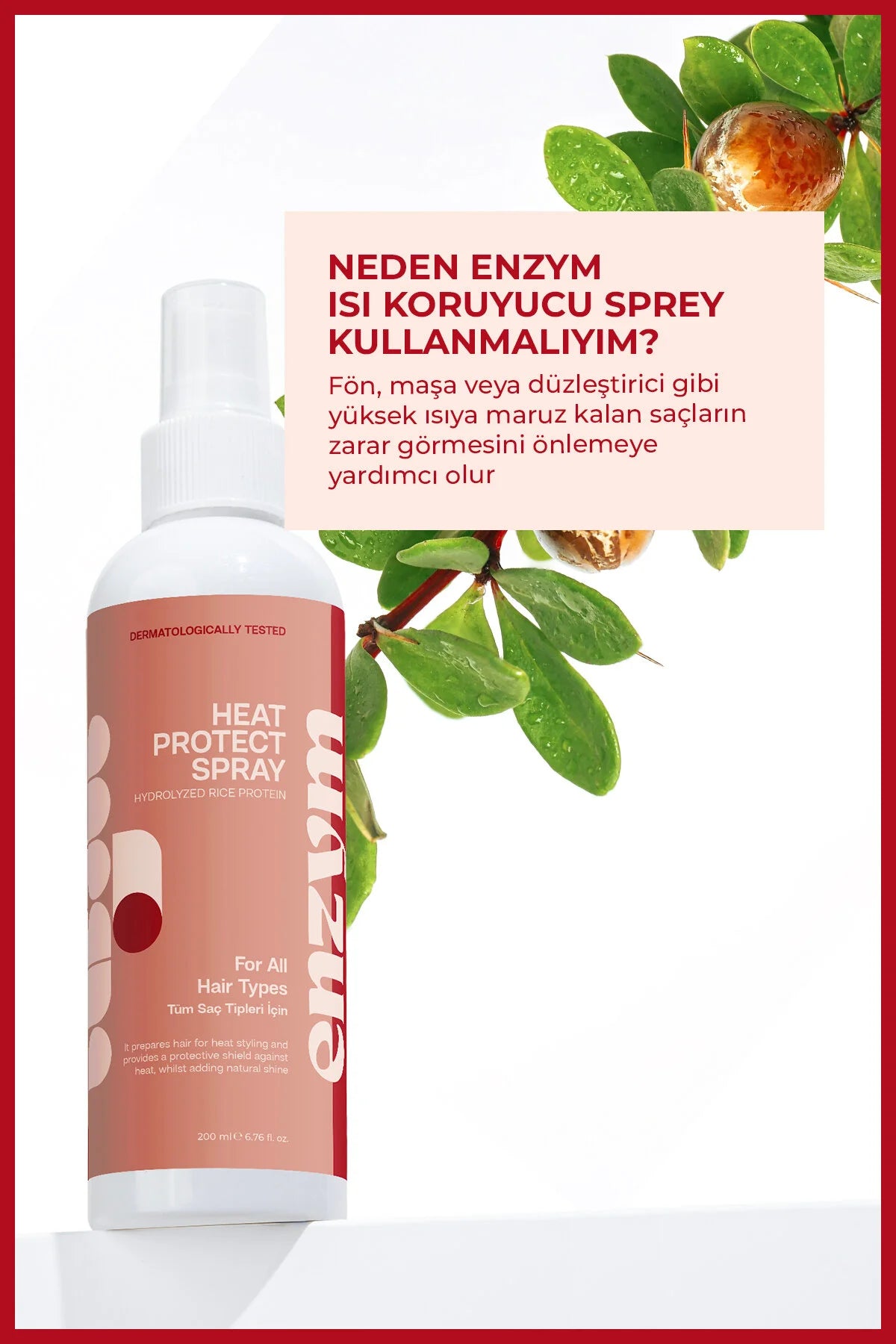 Enzym Cosmetics Isı & Güneş Koruyucu Saç Spreyi 200 ml