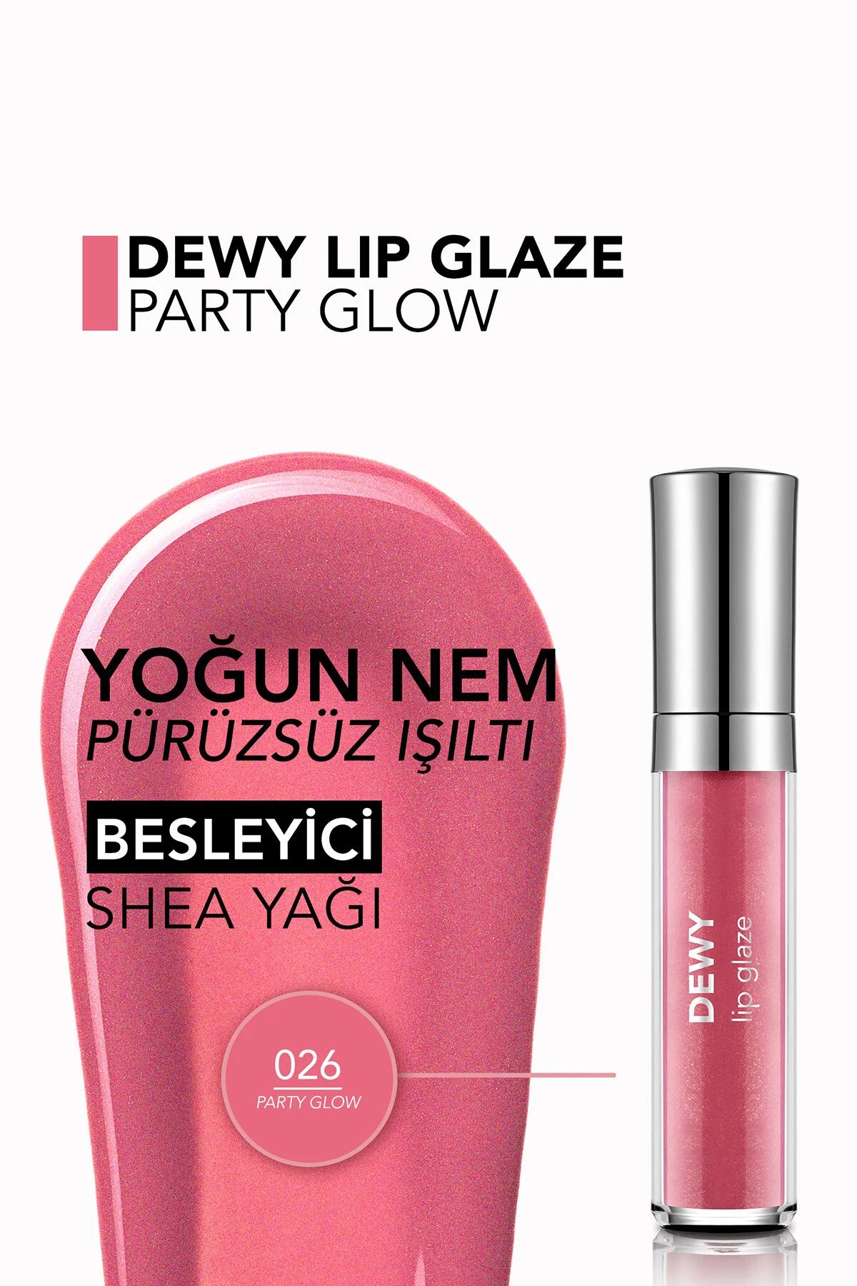Flormar Dewy Lip Glaze Nemlendirici Yarı Transparan Dudak Parlatıcısı – 026 Party Glow